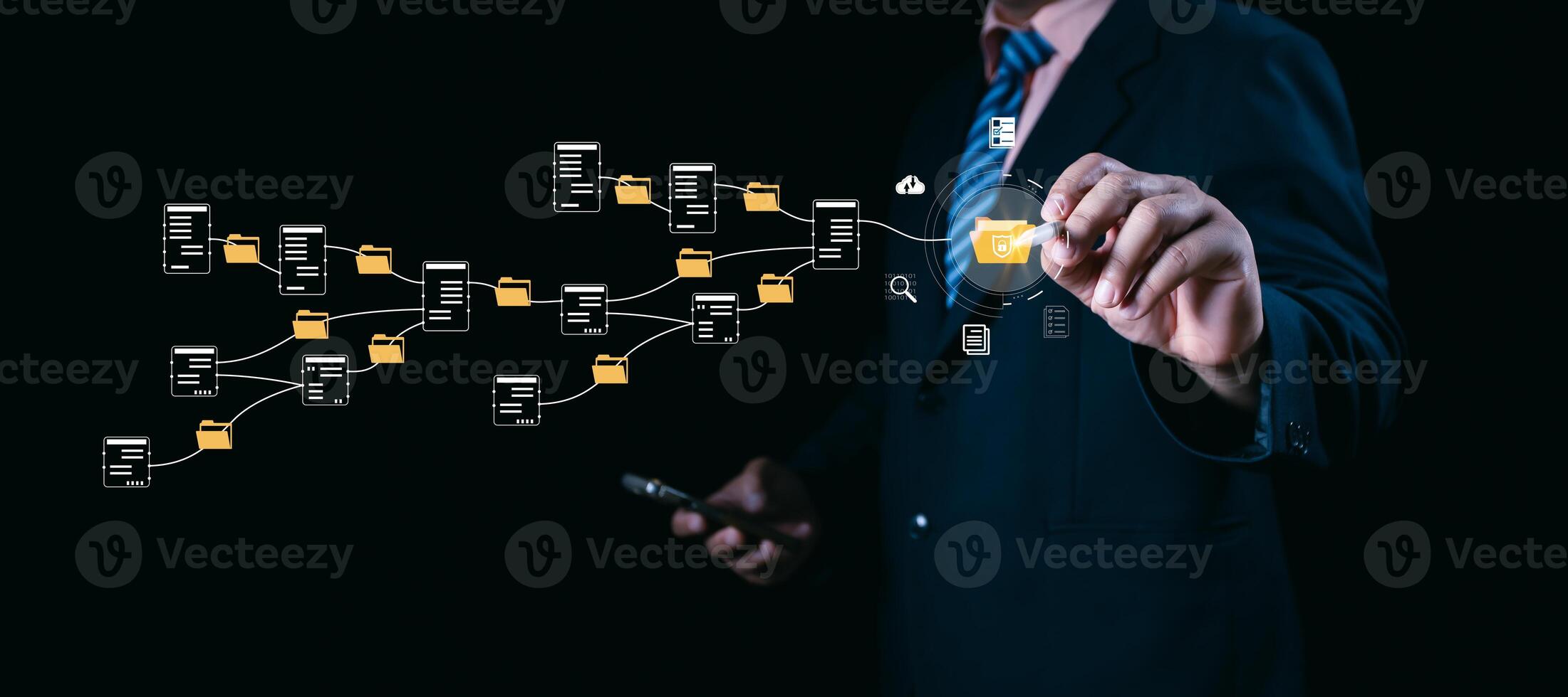 DMS, Document security concept. Document management system, Data encryption. Online documentation database and digital file storage. Log in to file access in the cloud computing system network. photo