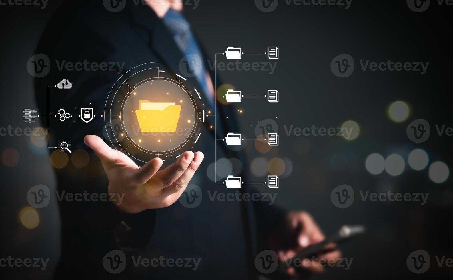 DMS, Document security concept. Document management system, Data encryption. Online documentation database and digital file storage. Log in to file access in the cloud computing system network. photo