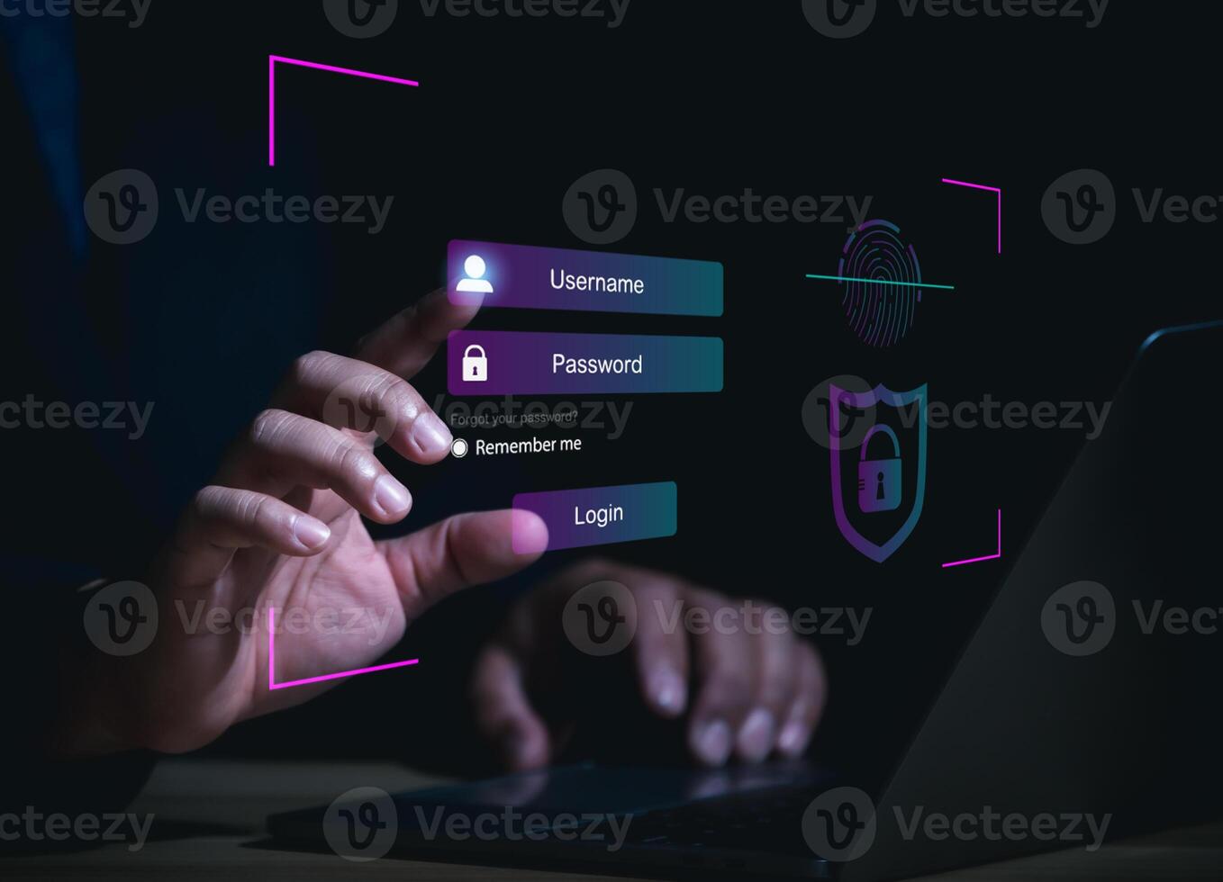 Cybersecurity concept, user privacy security and encryption, secure internet access Future technology and cybernetics, screen padlock. Internet network data protection, anti hacker, cybercrime photo