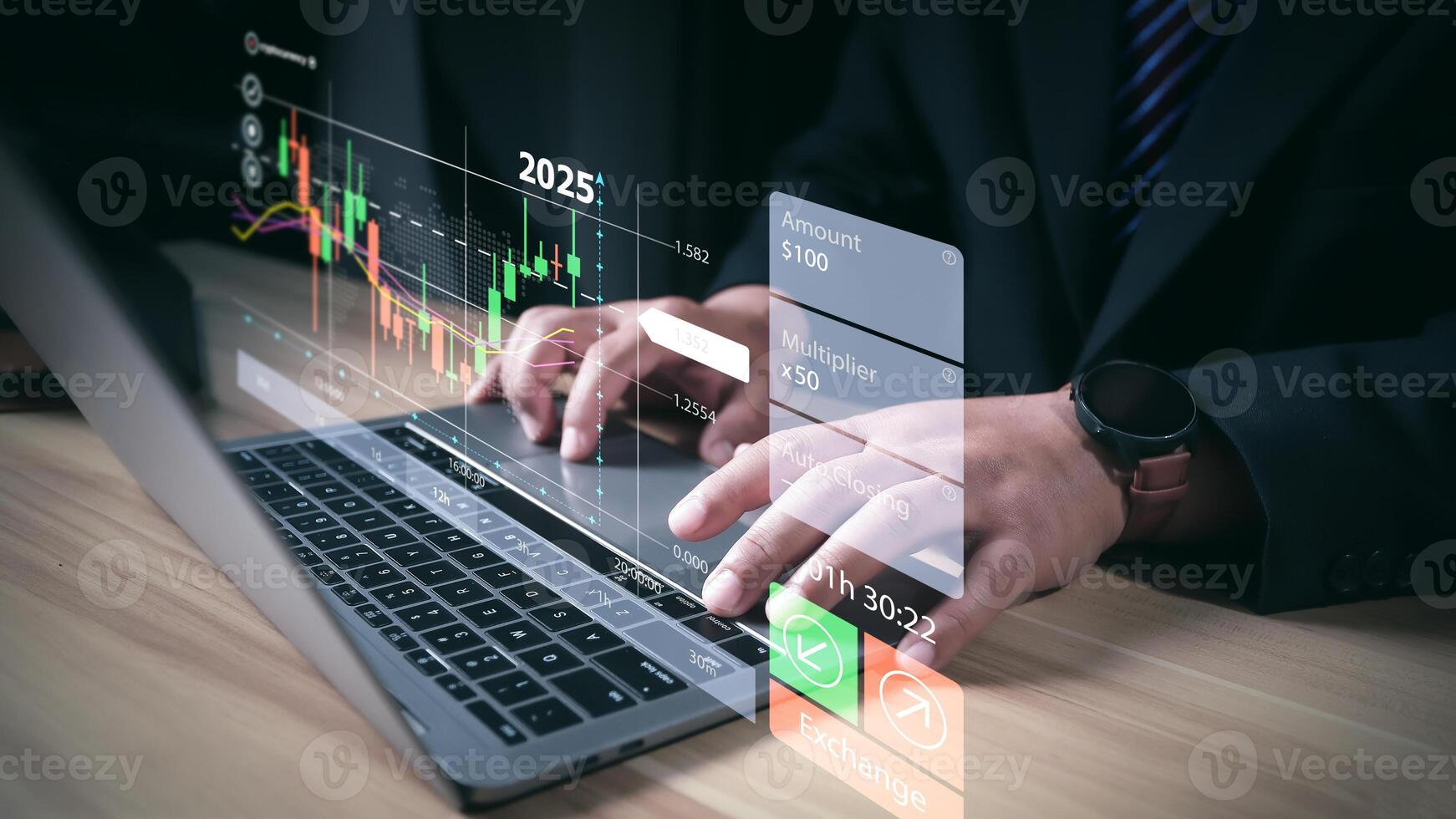2025, Graph Analyst working with Business, Concept digital transformation technology strategy, Analytics and Data Management System on computer, make a report with KPI connected to database. photo