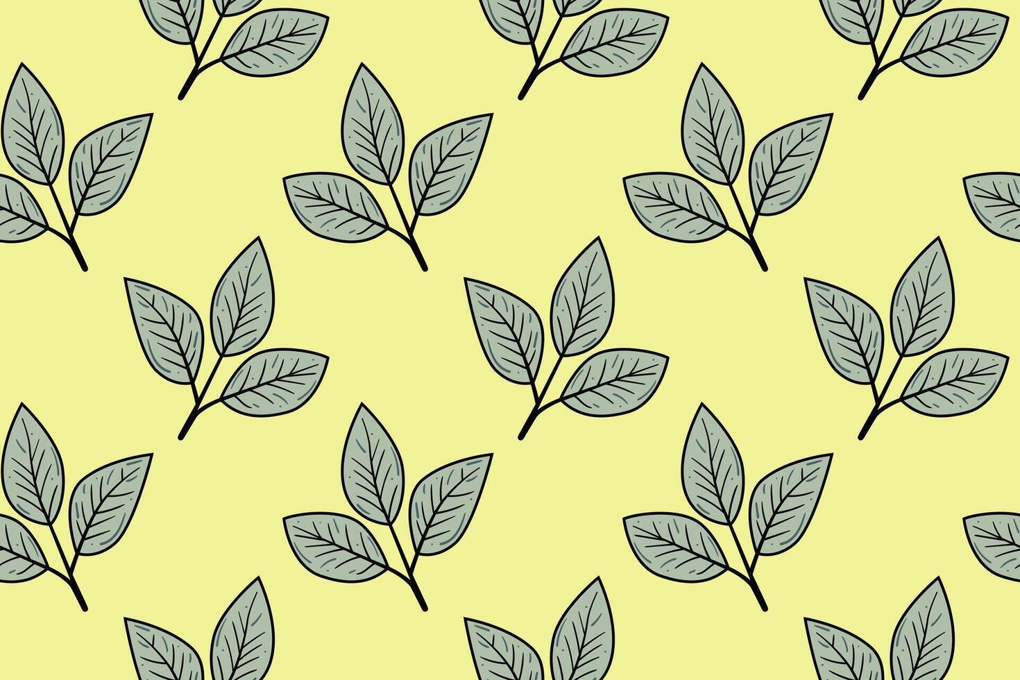 Hand drawn floral pattern design. Simple ornament with plant and leaf. vector
