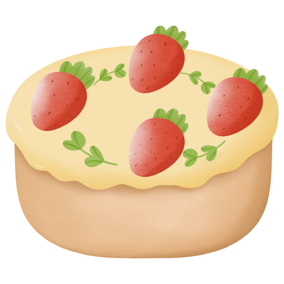 butter cream cake decorating strawberries hand drawn transparency illustration png