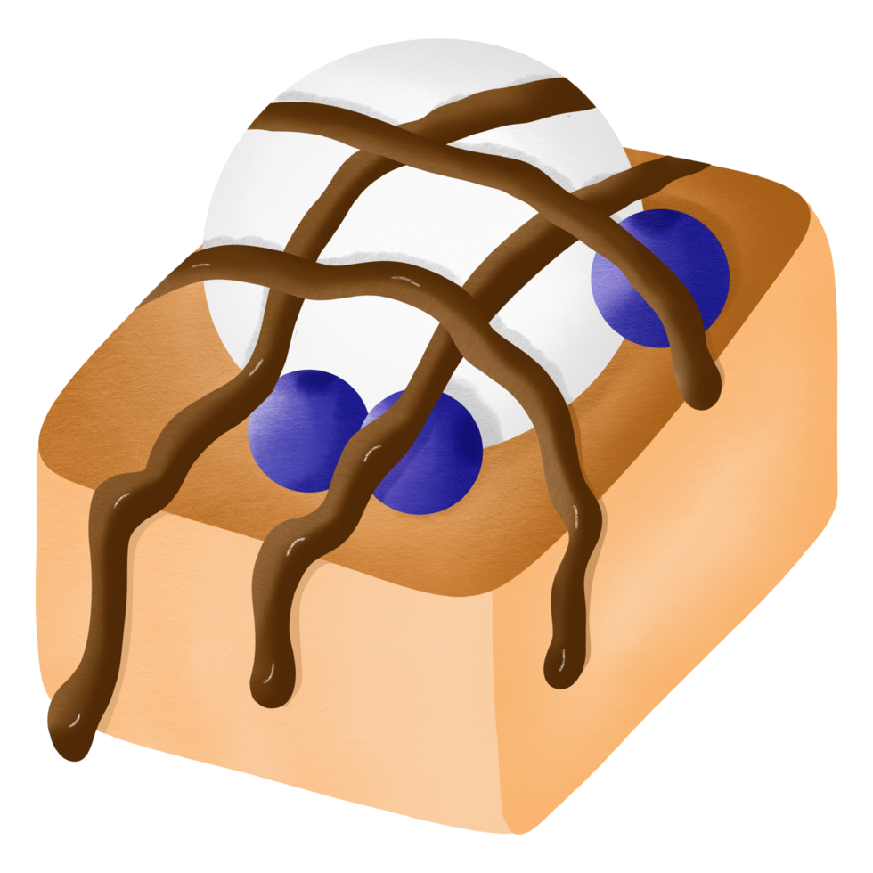 Greek Yogurt Blueberry Toast with Chocolate Sauce png