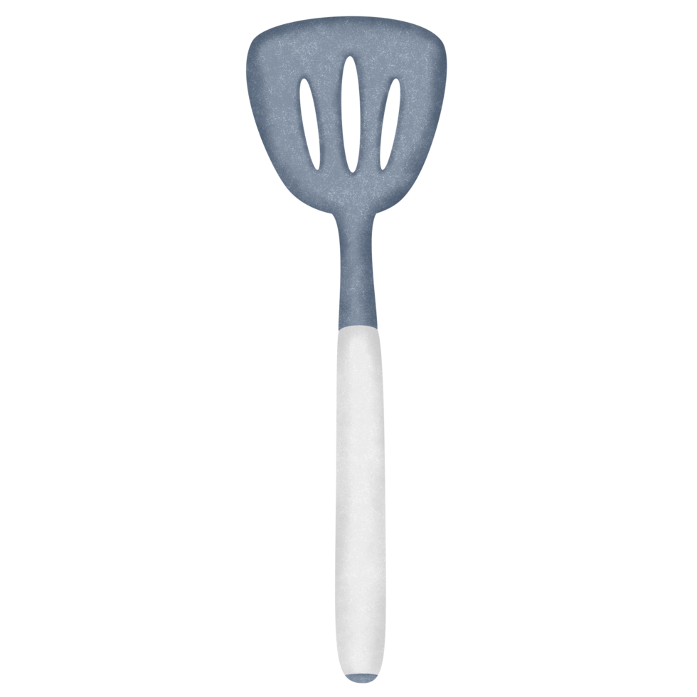 Slotted spatula with transparent background in a noise grainy texture style breakfast concept, illustration png