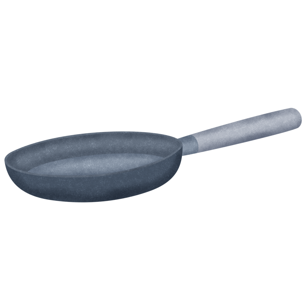 Frying pan with transparent background in a noise grainy texture style breakfast concept, illustration png