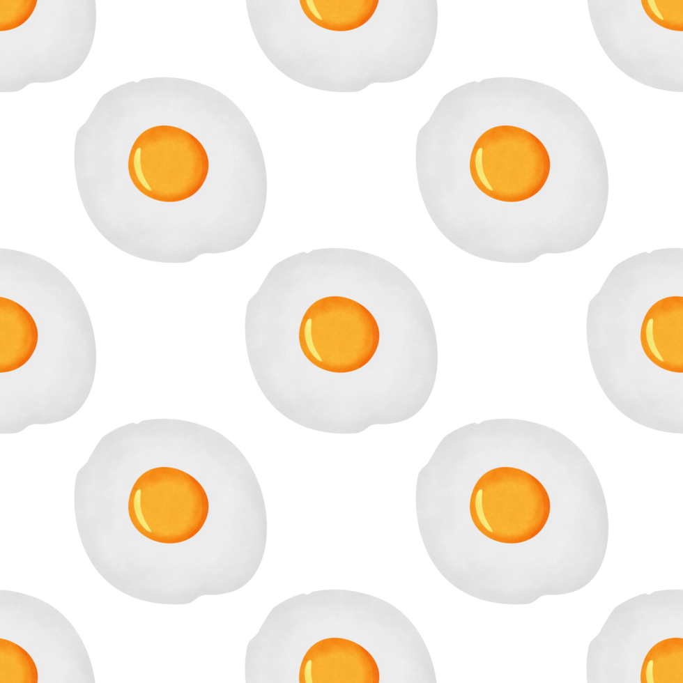 Fried egg seamless pattern with transparent background in a noise grainy texture style breakfast concept, illustration1 png