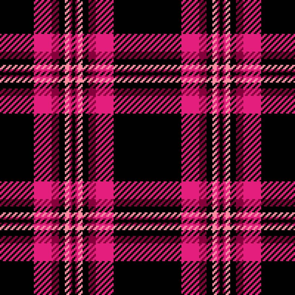 Warp plaid background , love fabric seamless tartan. 70s pattern textile texture check in pink and black colors. vector