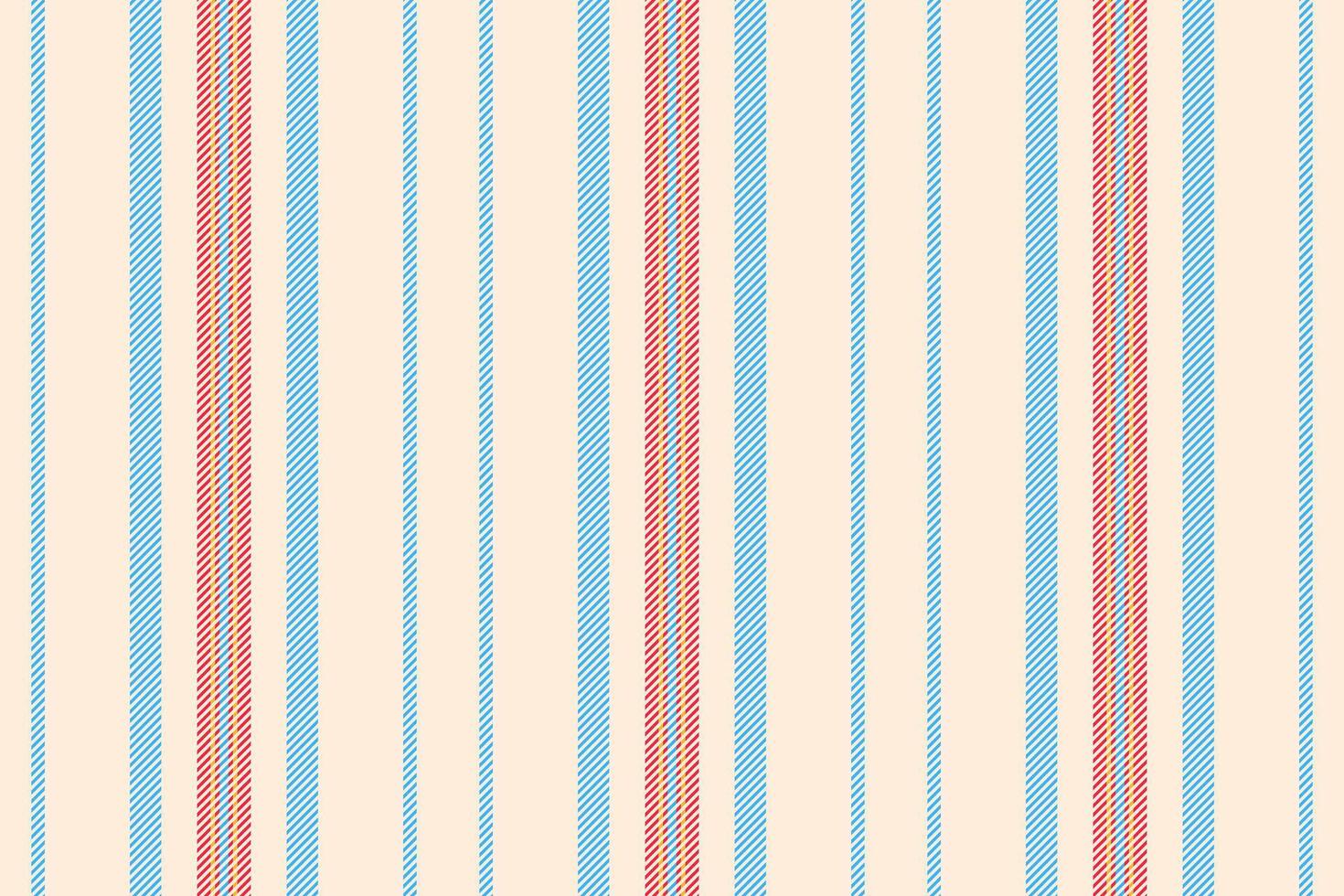 Suit background lines, straight fabric seamless vertical. 40s pattern textile texture stripe in papaya whip and cyan colors. vector