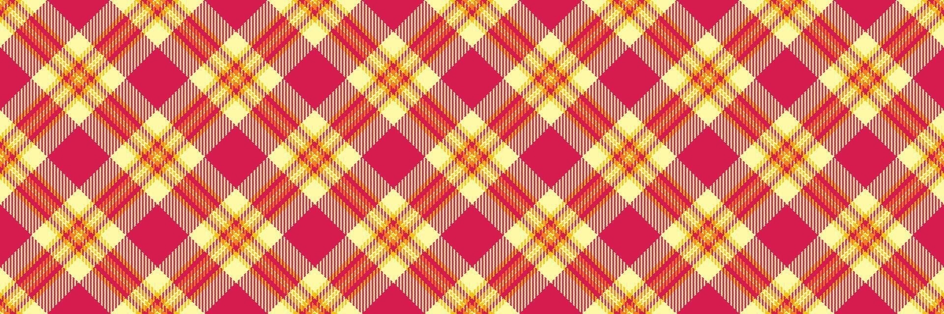 Wool tartan textile, neat plaid check seamless. Trade pattern background texture fabric in red and yellow colors. vector
