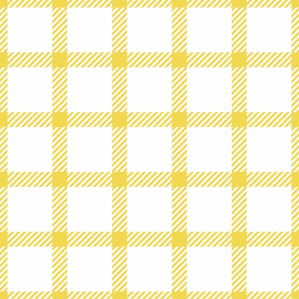 Variety plaid fabric check, hippy textile pattern . Sewing seamless texture tartan background in yellow and white colors. vector
