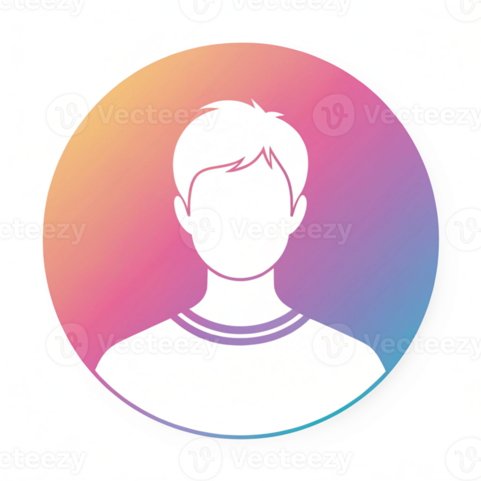 Minimalist Flat-Style Profile Icon with Gradient Background png