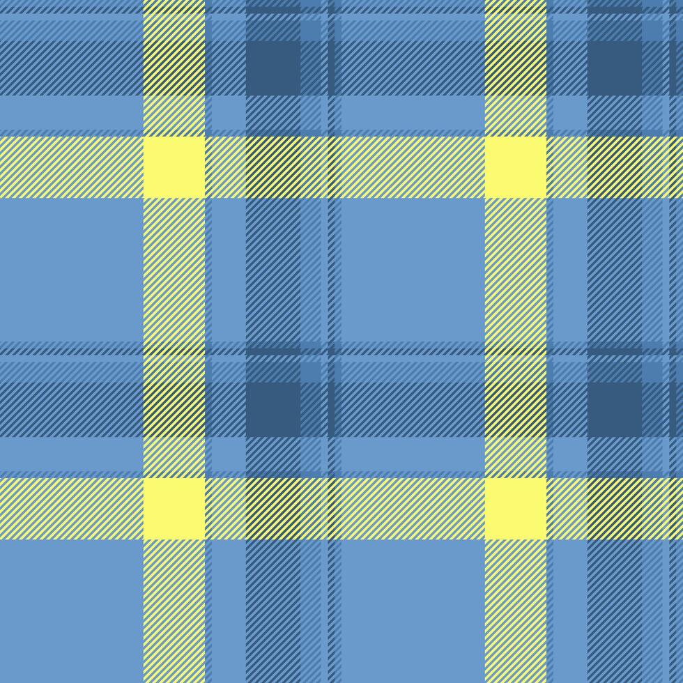 Amazing texture check, blank background plaid pattern. Hotel textile seamless tartan fabric in blue and yellow colors. vector