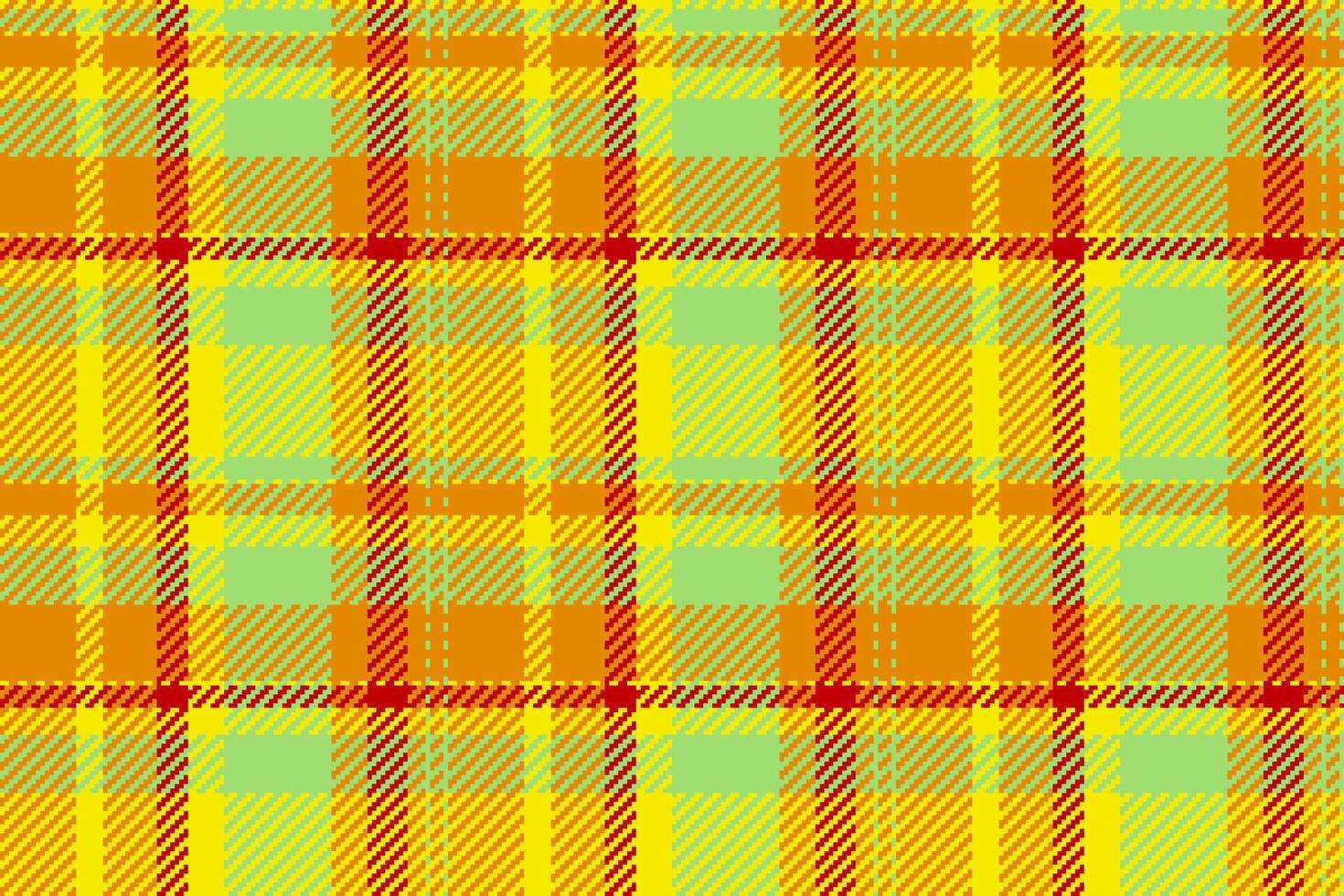 Flooring texture background plaid, skirt pattern check tartan. Fibrous textile seamless fabric in amber and radioactive colors. vector