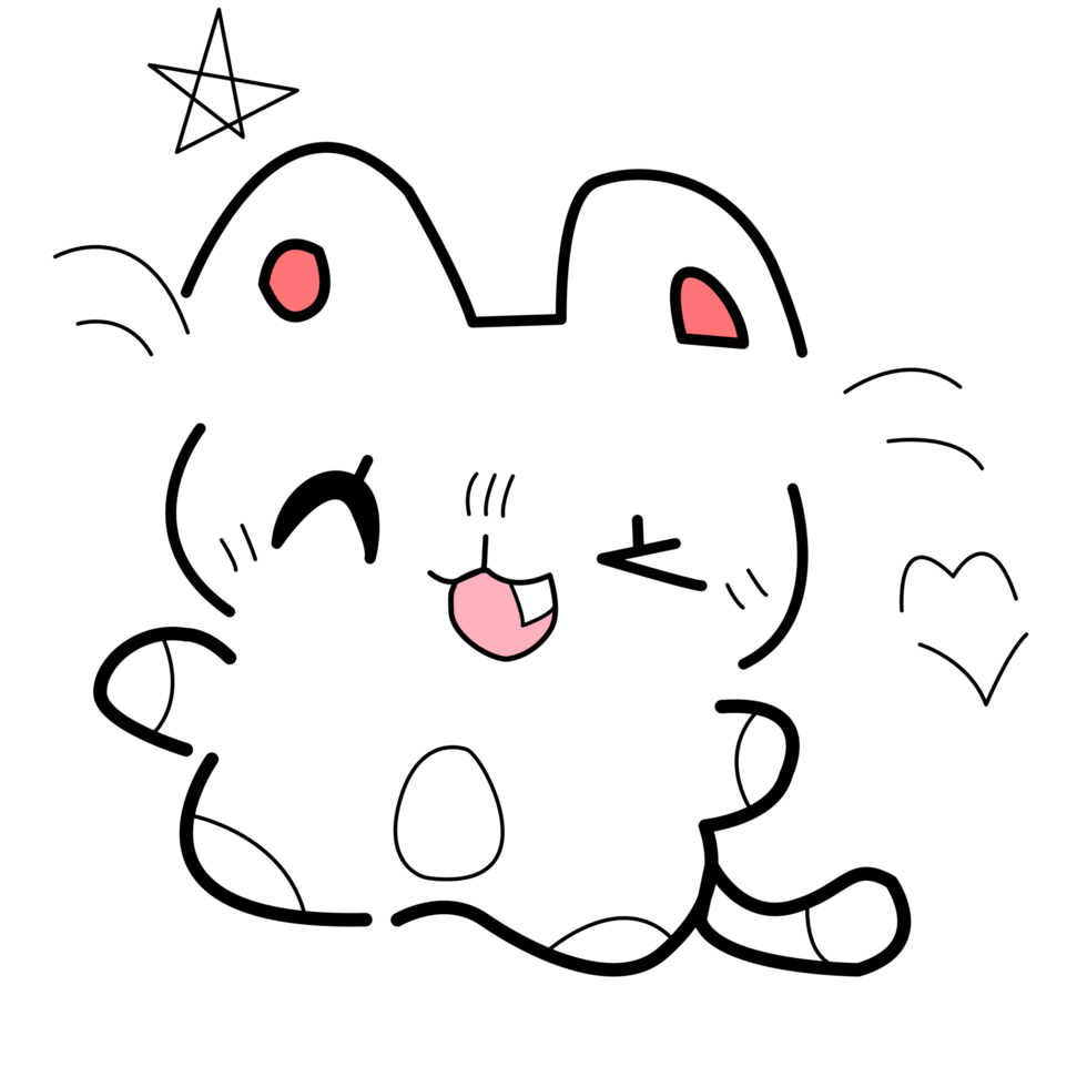 Cute cat line icon. Hand Drawn Cartoon Cat. png