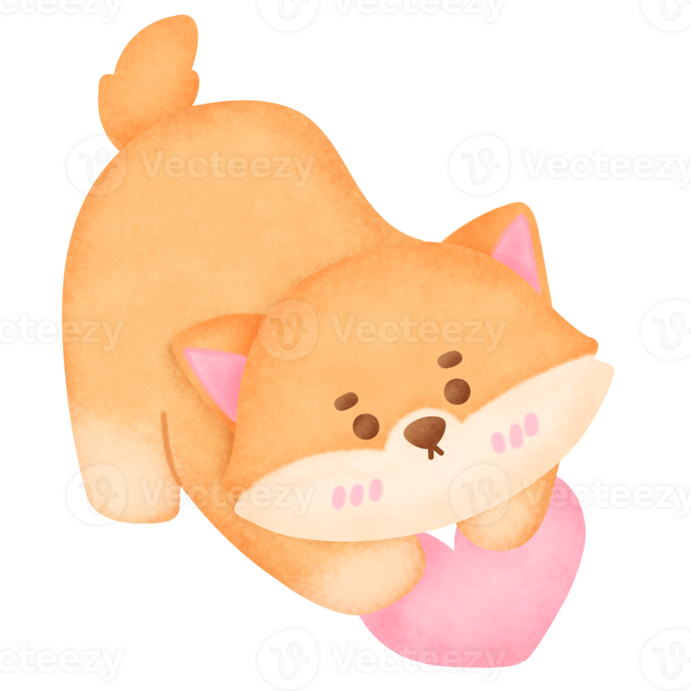 Cute Shiba Inu with Heart Illustration png