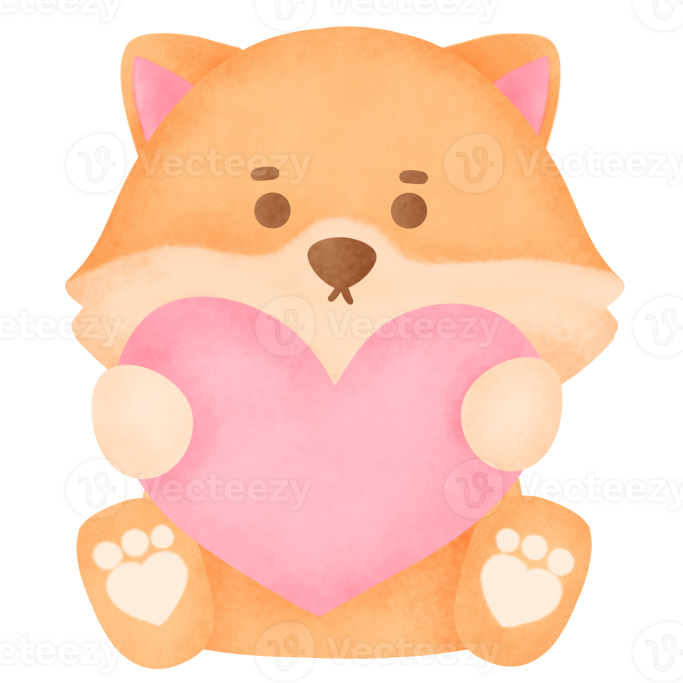 Cute Shiba Inu Holding a Heart png