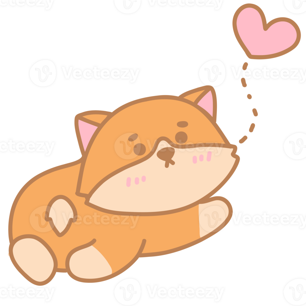 Cute Shiba Inu with Heart Illustration png