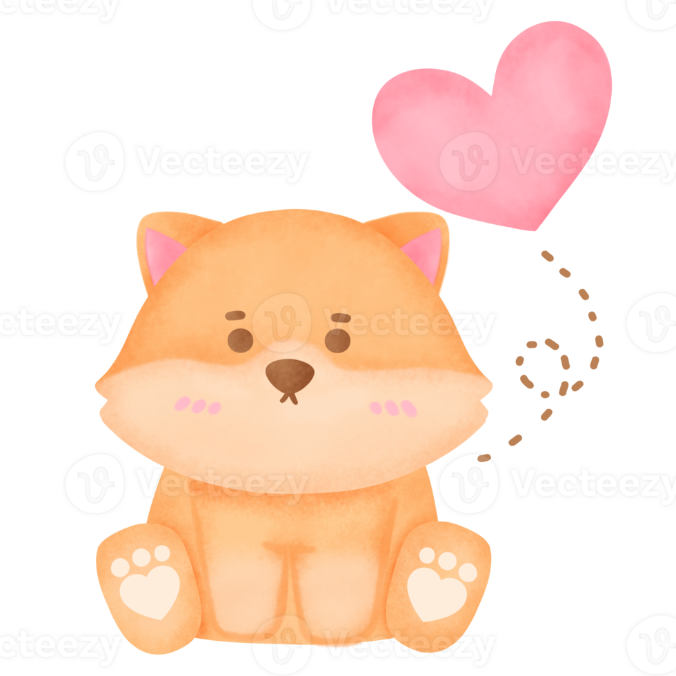 Cute Shiba Inu Illustration with Heart png