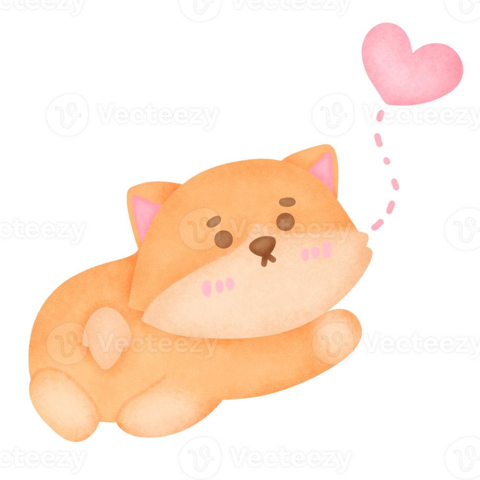 Cute Watercolor Illustration of a Shiba Inu png