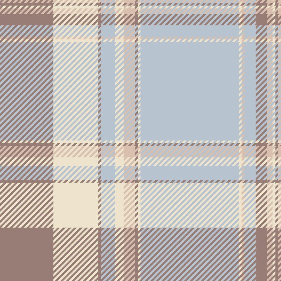 Elegant muted plaid pattern in beige, dusty blue, and brown tones. Perfect for textile design, website backgrounds, or fashion projects. vector