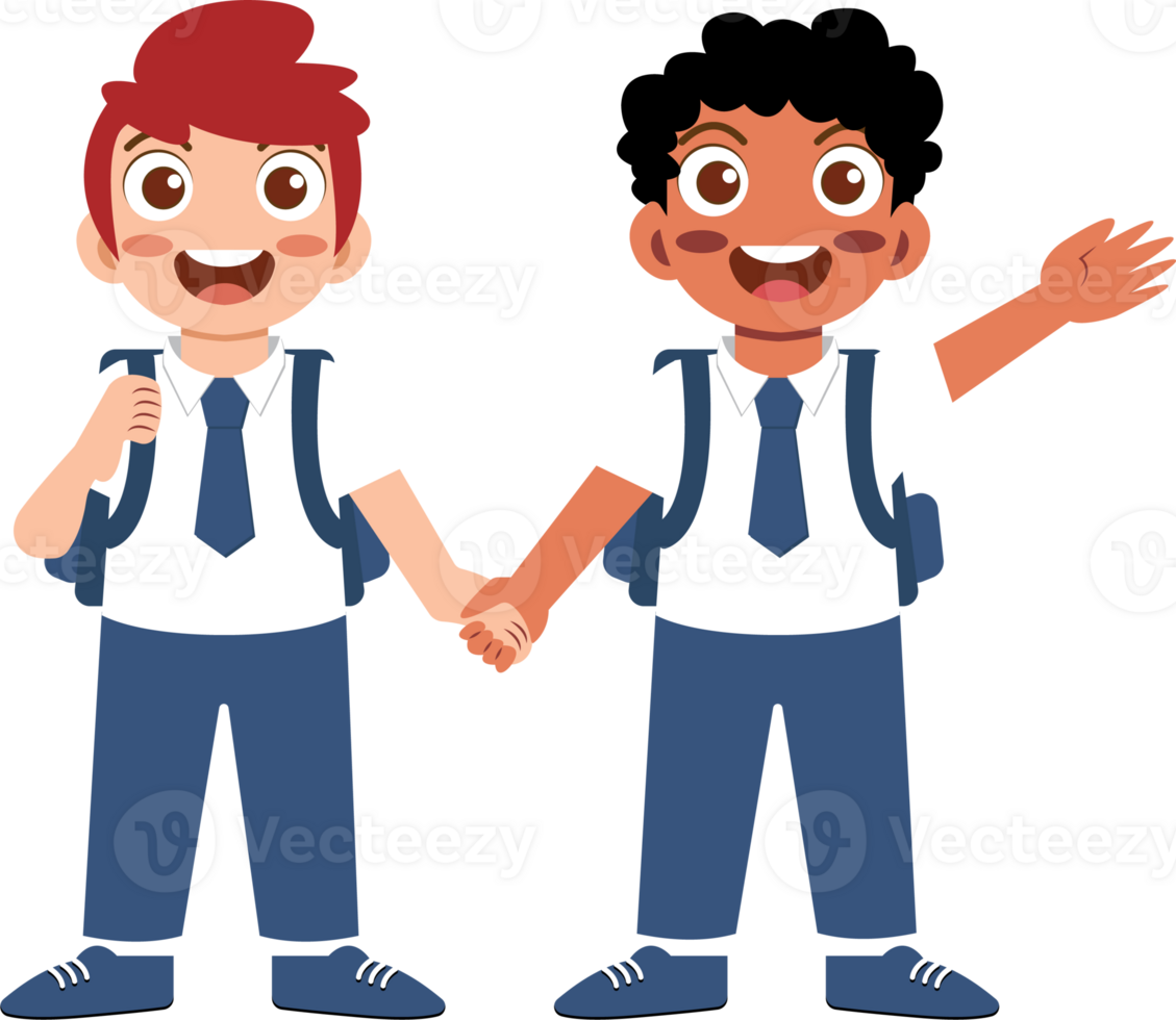 Illustration of diverse boys in school uniforms png