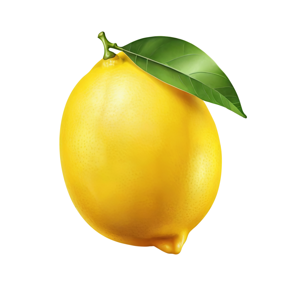 Lemon with leaf isolated on transparent background png