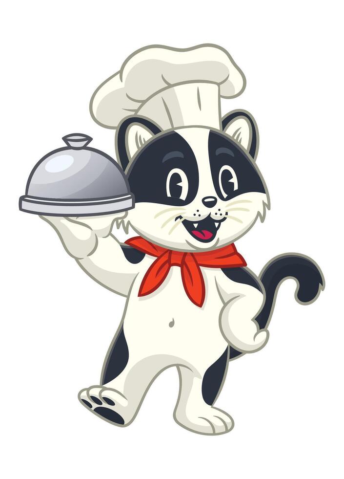 Cheerful Cat Chef Mascot Character vector