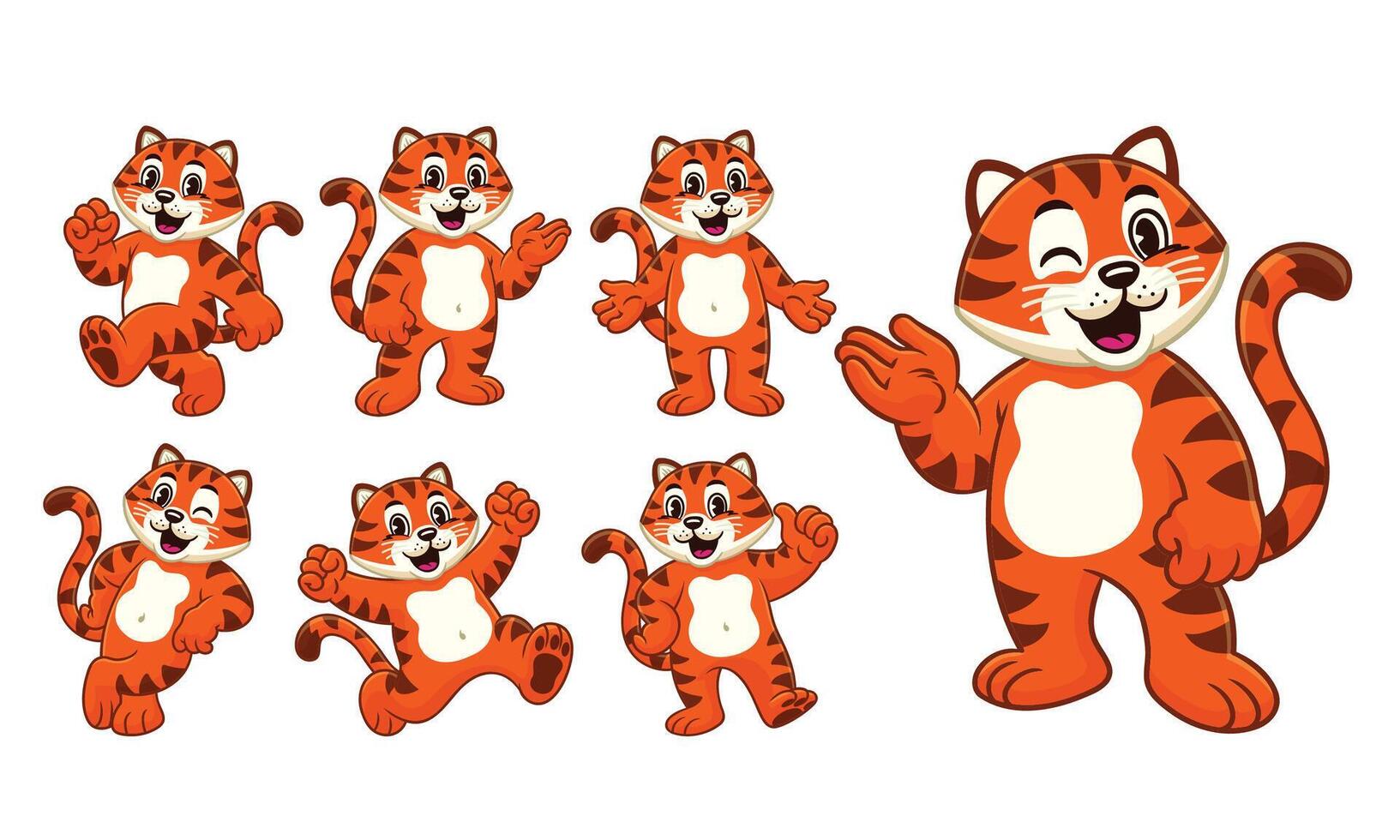 Cartoon Character Set of Tiger Mascot vector