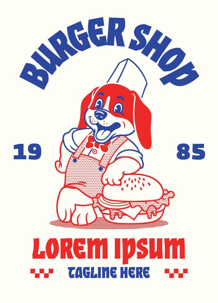Dog Mascot of Burger Shop in Vintage Style vector