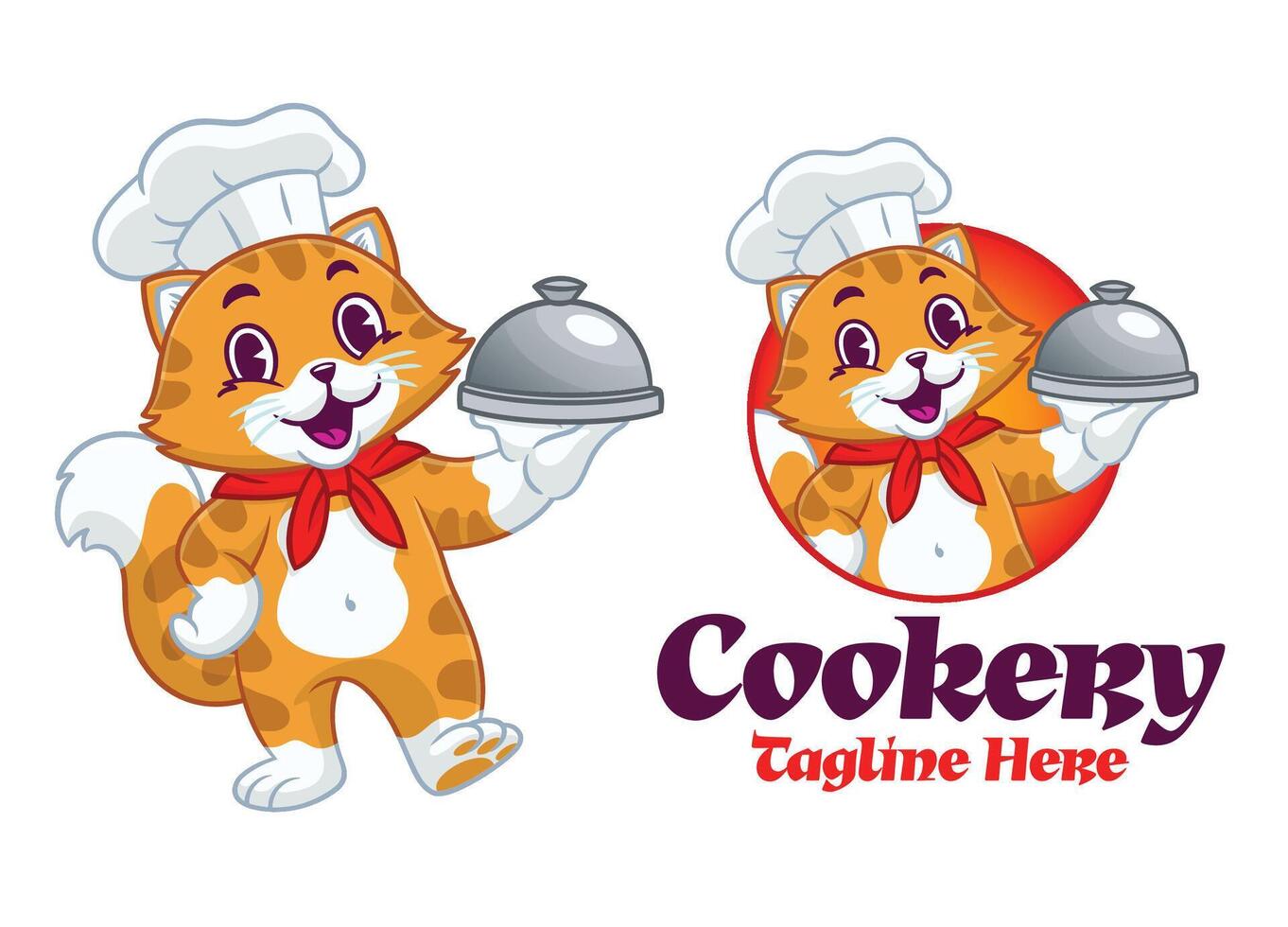 Happy Orange Cat Chef Mascot Character vector