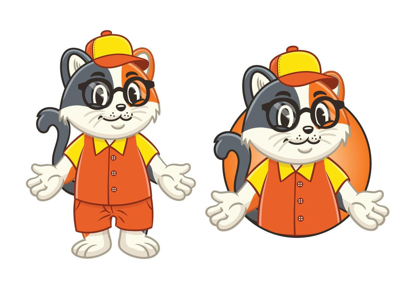 Happy Calico Cat Student Mascot Cartoon Illustration vector
