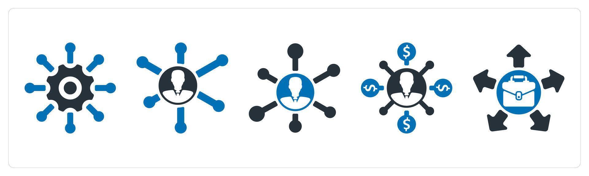 A set of 5 business icons as business analysis, business growth, improve performance vector