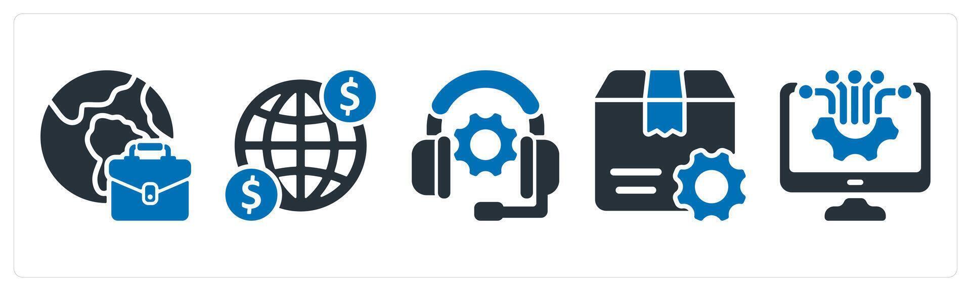 A set of 5 business icons as international business, income, technical support vector