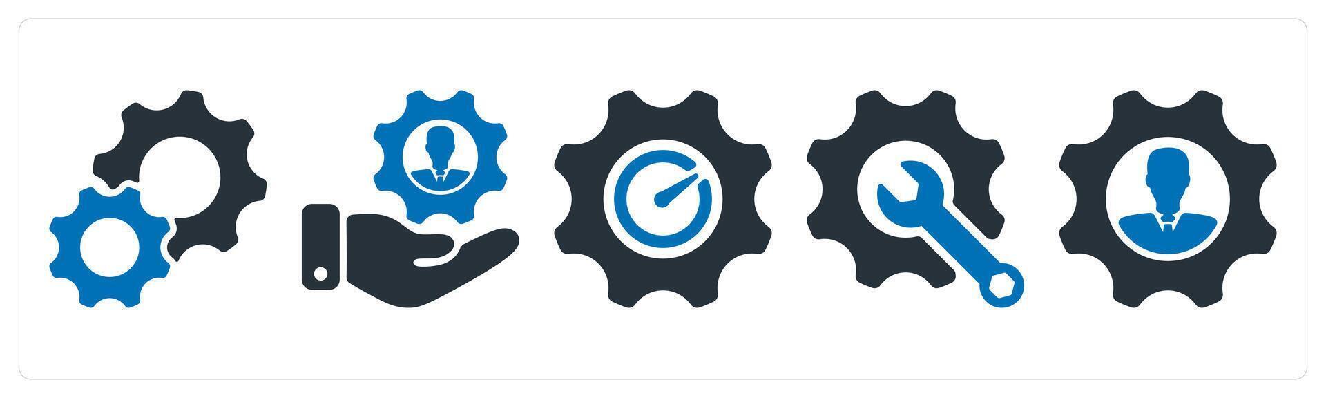 A set of 5 business icons as settings, human resource management, performance vector