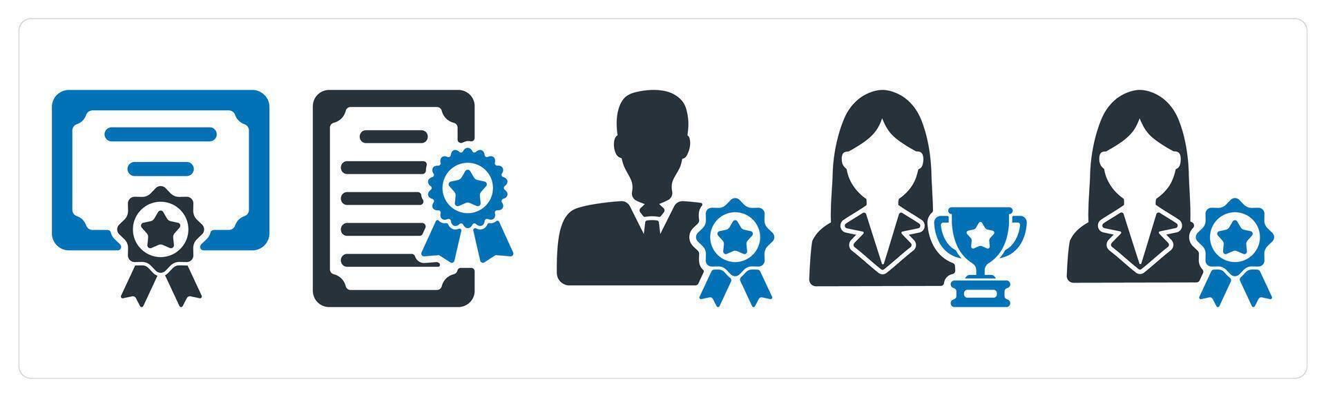 A set of 5 business icons as certificate, business license, premium member vector
