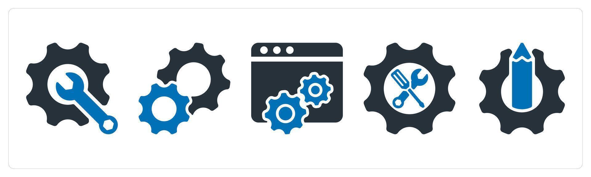 A set of 5 business icons as technical support, settings, web optimization vector