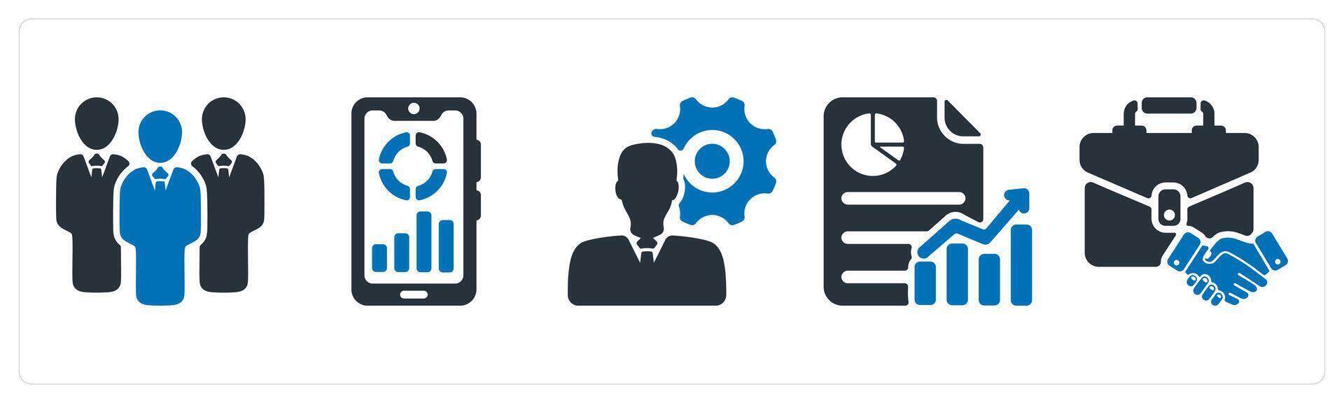 A set of 5 business icons as business group, business app, business specialist vector