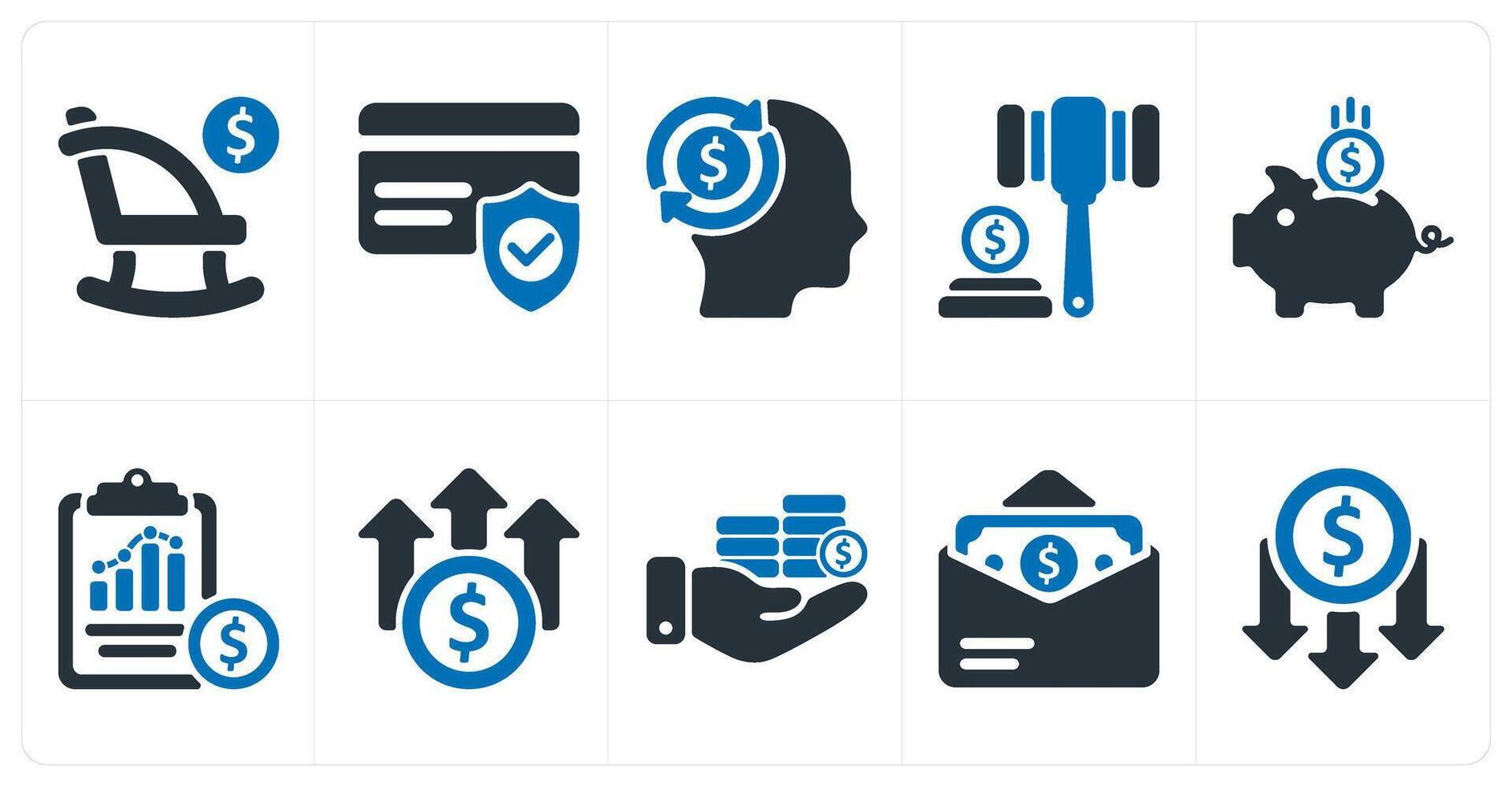 A set of 10 business icons as retirement, credit card security, business mind vector