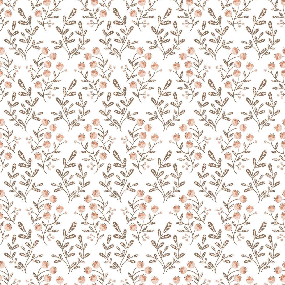 vintage beige floral seamless pattern features elegant blossoms and delicate foliage. Ideal for textiles, wallpapers, and invitations, it adds warmth and sophistication to any design project. vector