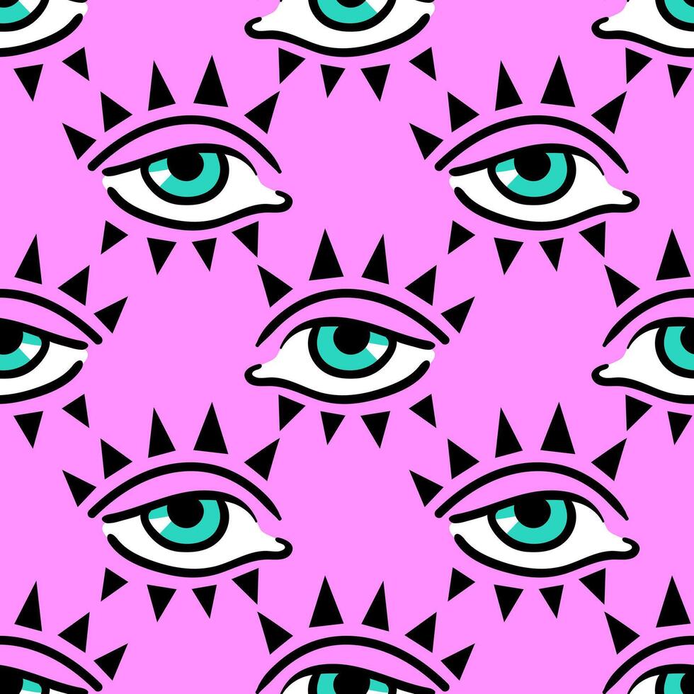 This eye-catching vintage pattern showcases playful eyes in a groovy design, reflecting the vibrant styles of the 1970s and 1980s. With funky colors and a Y2K twist, it adds a retro flair vector
