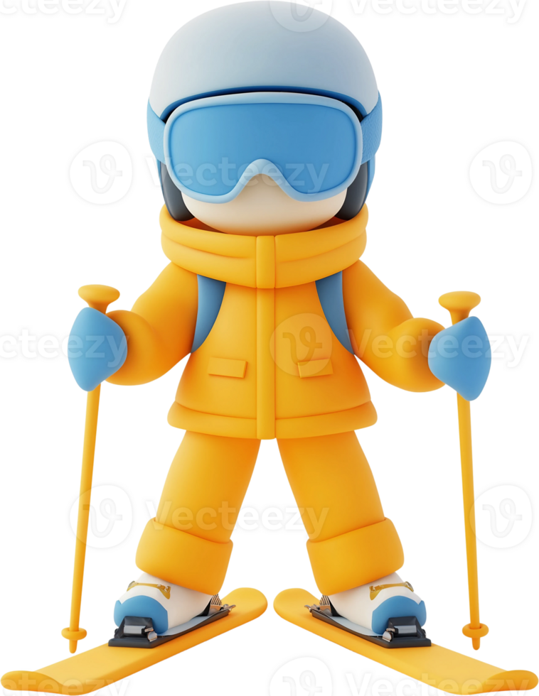 a cartoon character wearing skis and goggles png