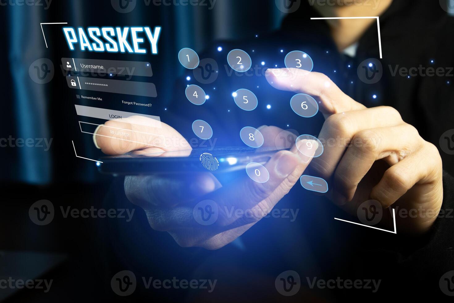 concept of using Passkey instead of a code set for maximum security Biometric Lock photo