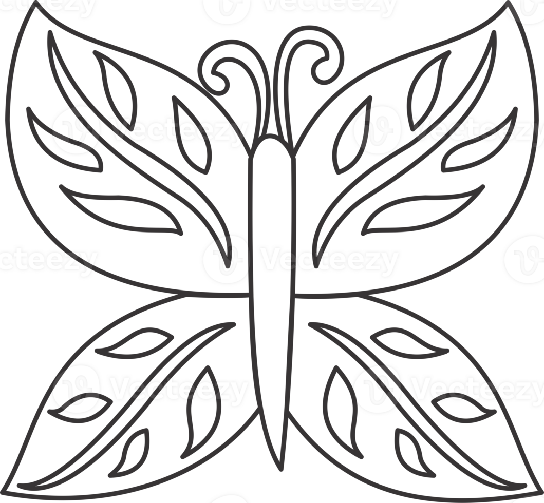 Butterfly beautiful outline drawing art png
