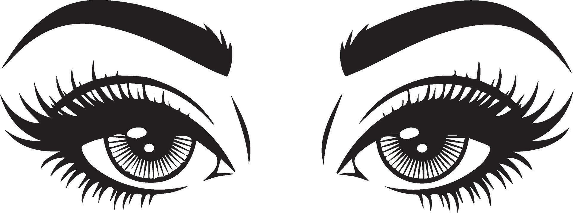 a black and white illustration of a pair of eyes. vector