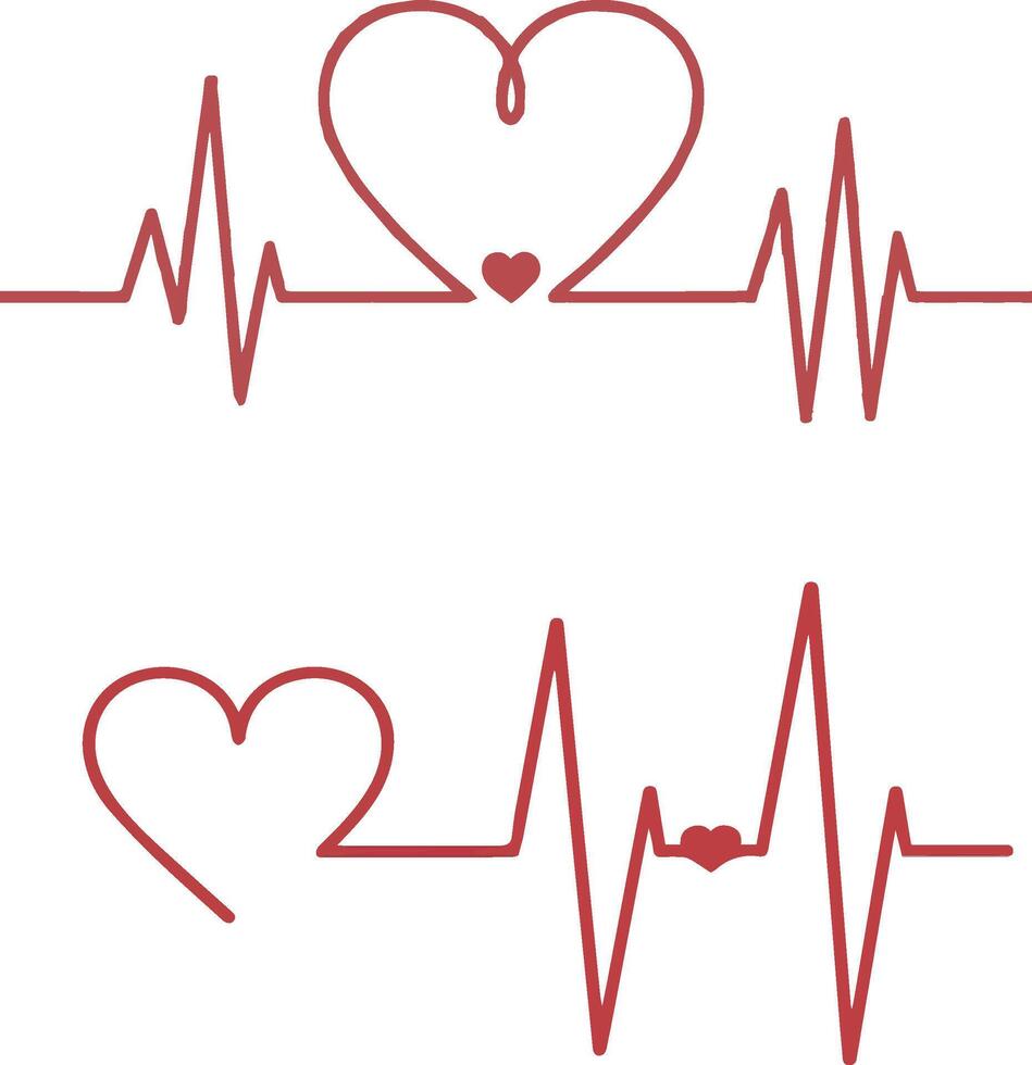 Red heartbeat line showing love and healthcare on red background vector