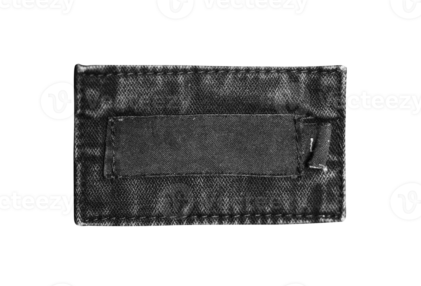tag on Black denim Isolated png