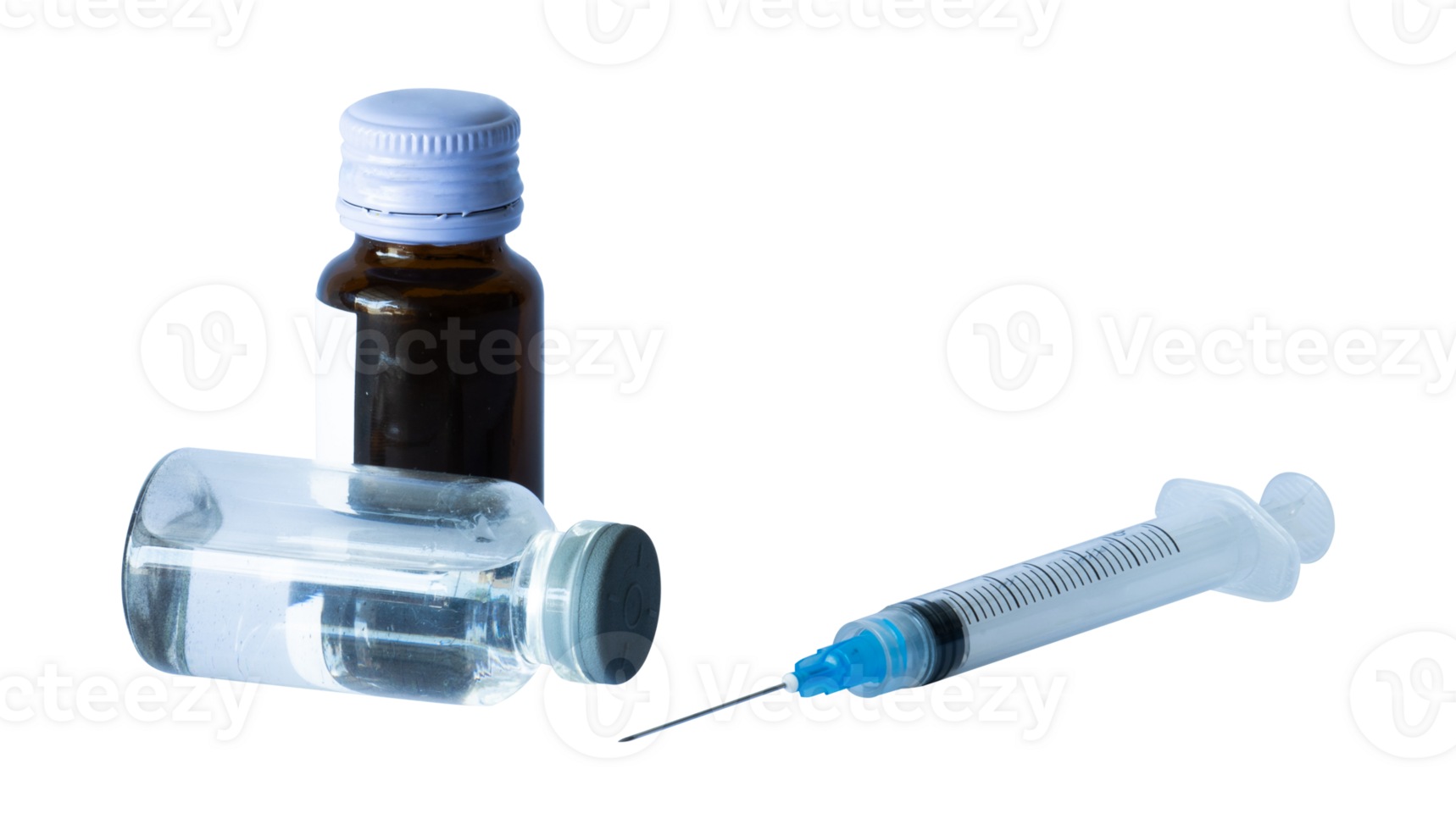 Set of Medical syringe and bottle png