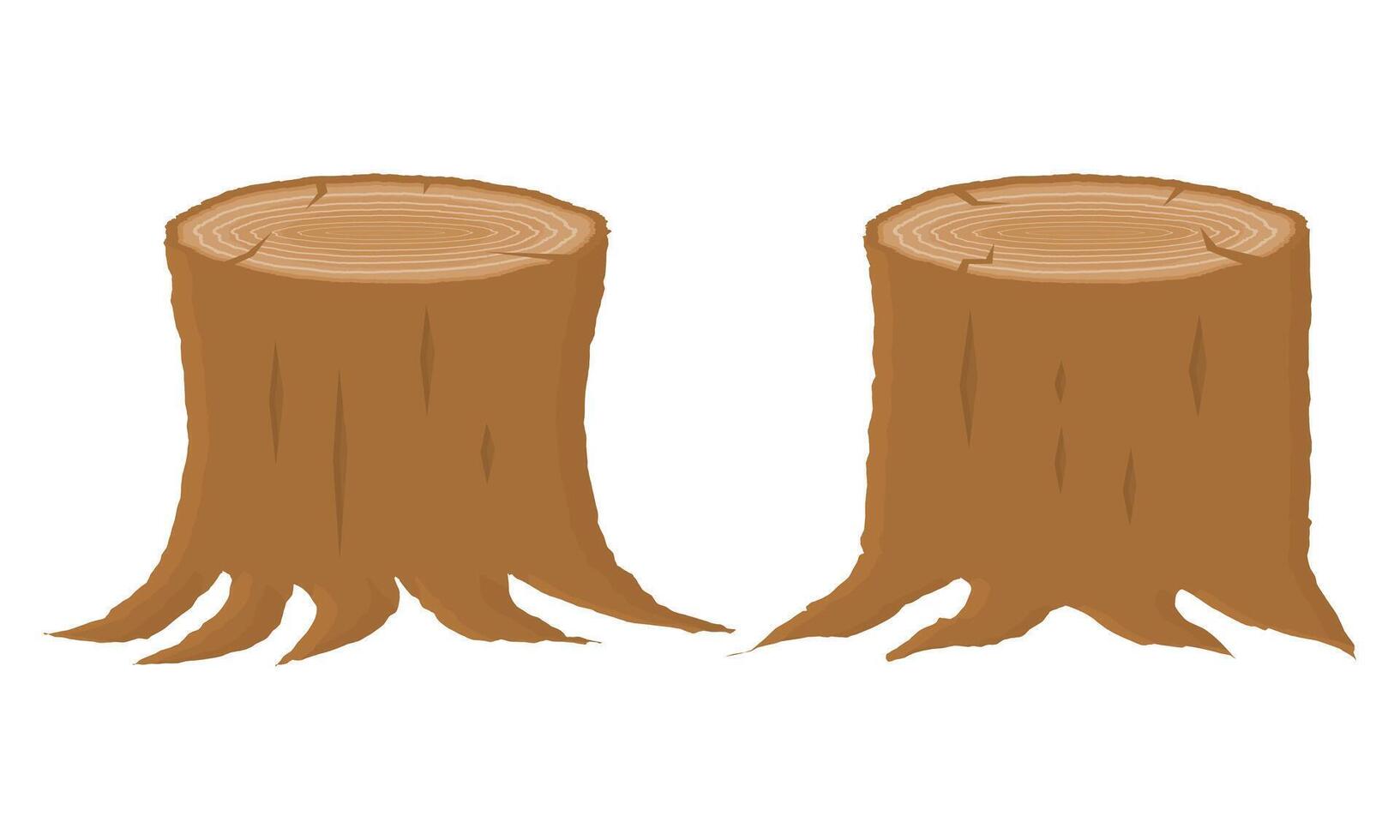 Brown Wood Trunk. Wood Trunk Illustration with Cracks. Raw Wood Trunk Material. vector