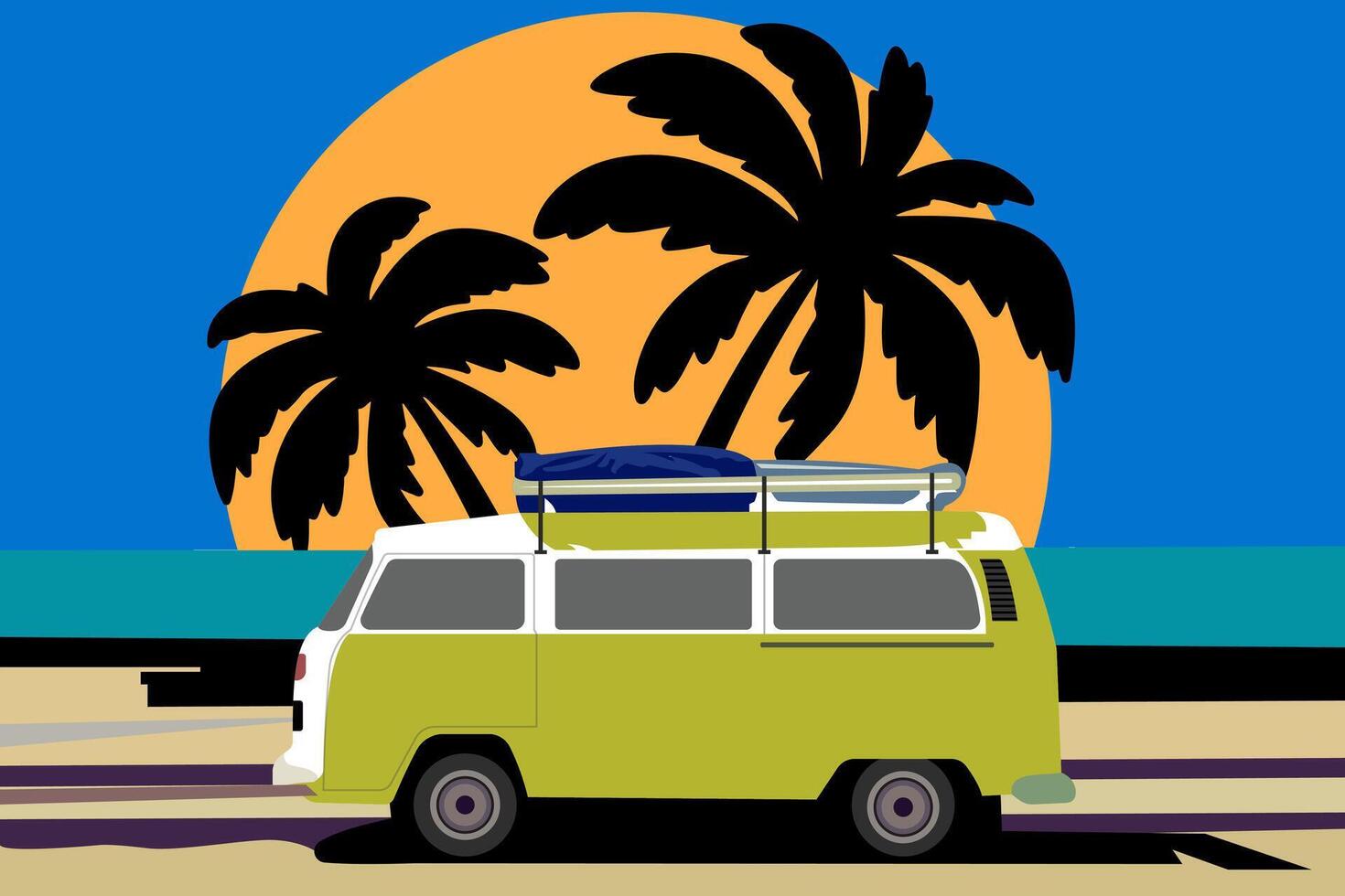 adventure camper van - motor home isolated , good for t shirt, mock up and logo design vector