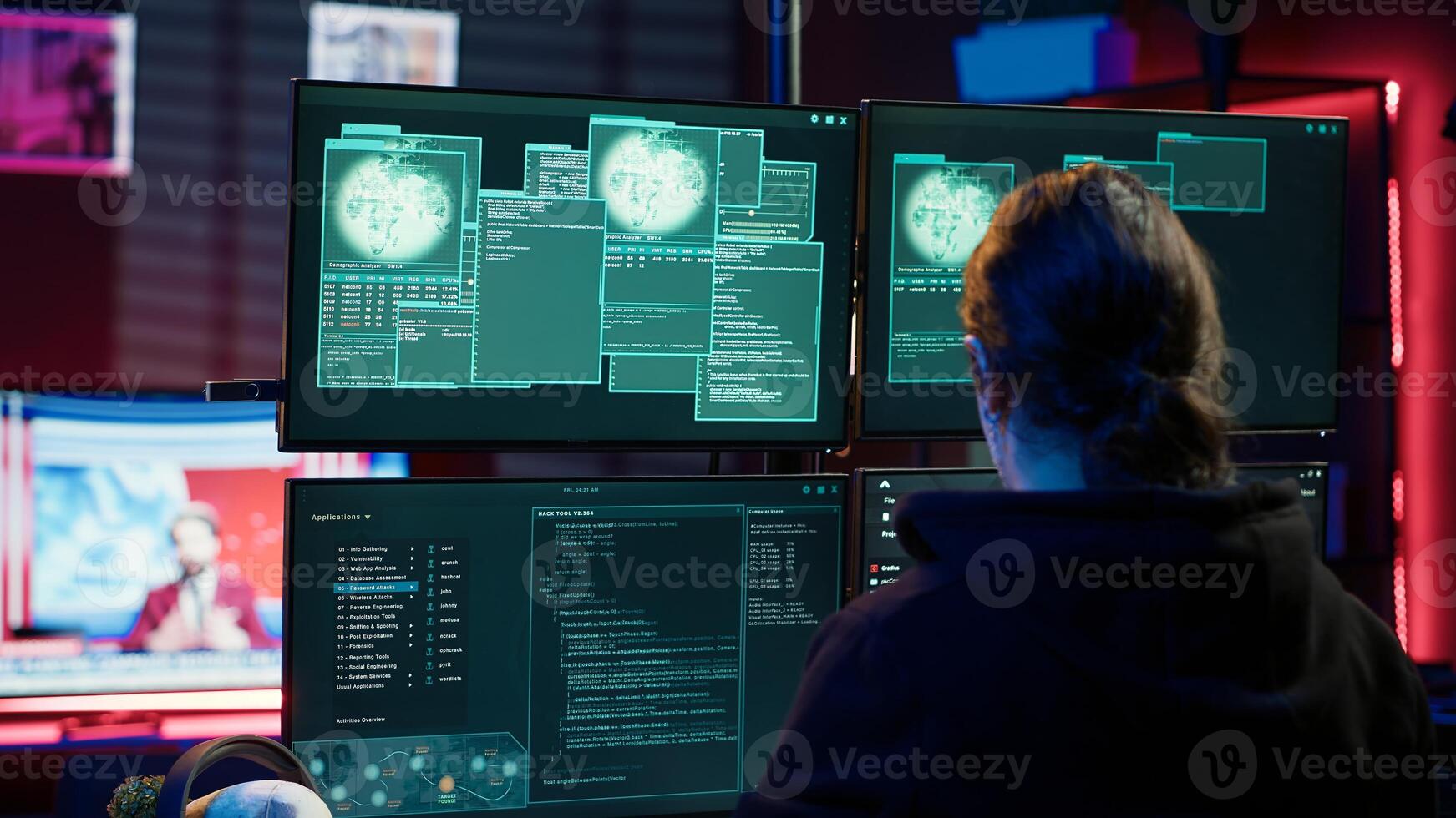 Cheerful cybercriminal celebrating after managing to get past security systems, hiding in secret HQ. Joyous hacker feeling proud after breaching defenses using rogue scripts, camera A photo
